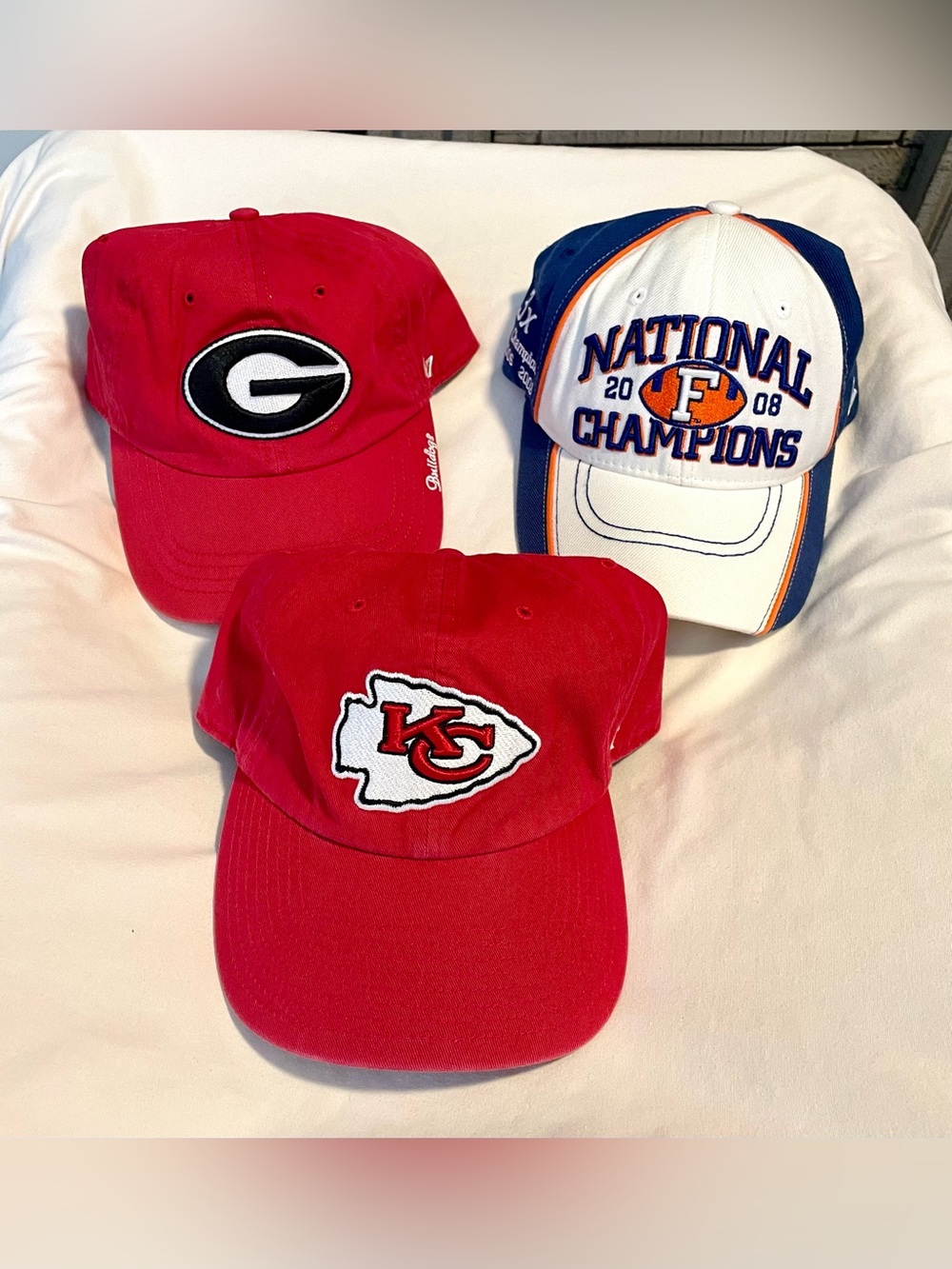 LOT OF 3 Football Related Caps/Hats - 1 Adult~1 Women’s~1 Youth - PreOwned